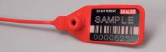 [S-AFRT-3-380-06]  plastová bezpečnostní plomba AFRODITE SEAL 3 se štítkem 40 x 22 mm, s kovovou bezpečnostní kleštinou, ø 2 mm, d.385 mm, polypropylen, termotransferový potisk, postupné číslování, modrá