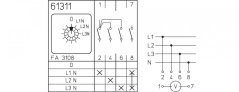 [P110-61311-003M1]  vačkový spínač / 10 A / voltmetr-přepínač s polohou 0 /  3 fáze proti N