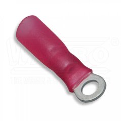 [OKSM-1.5-M4]  kabelové lisovací oko Cu se smrštitelnou bužírkou s termoplastickým lepidlem, 0,5 - 1,5 mm², ø M4, š: 8 mm, červená