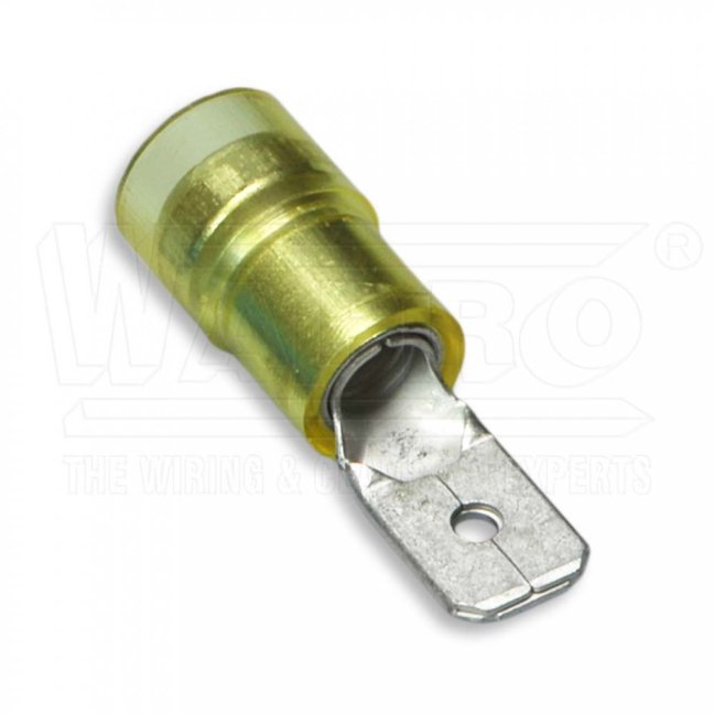 [KOP-PI-6-6308-PC-DC]  kabelový lisovací kolík plochý Cu poloizolovaný PC (polykarbonát), DIN 46245, EASY ENTRY, DOUBLE CRIMP, 4,0 - 6,0 mm², 6,3 x 0,8 mm, žlutá