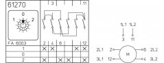 [P110-61270-003M1]  vačkový spínač / 10 A / spínač pomocných fází (pro motory) 1-0-2 /  trvale sepnutá fáze