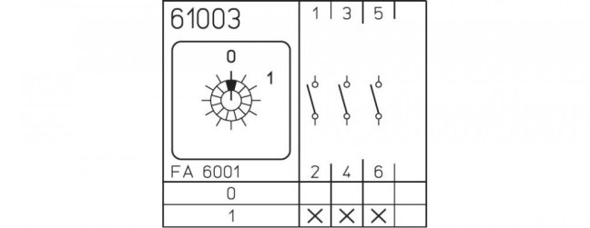 [S606-61003-041G1]  vačkový spínač / 80 A / vypínač 0-1 /  3-pól. /  60°