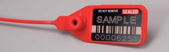 [S-AFRT-3-380-06]  plastová bezpečnostní plomba AFRODITE SEAL 3 se štítkem 40 x 22 mm, s kovovou bezpečnostní kleštinou, ø 2 mm, d.385 mm, polypropylen, termotransferový potisk, postupné číslování, modrá