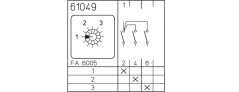 [M220-61049-E001D]  vačkový spínač / 20 A / stupňový přepínač bez "0" /  3 stupně /  1-pól.