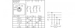 [P110-61317-219M1]  vačkový spínač / 10 A / voltmetr-přepínač s polohou 0 /  3 sdružená napětí+ 1fáze proti N