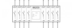 [D221-86200-241M1]  výkonový odpínač pro stejnosměrný proud / 20 A / O-I /  2-pól. DC /  4 obvody /  90°