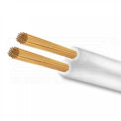 [V03VH-H-2x0.50-WH-1 (BI)]  flexibilní Cu kabel dvoužílový plochý; jednoduchá PVC izolace; CYH; bílý; kruh 100m